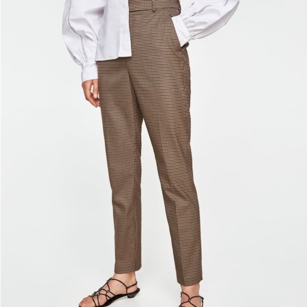 Zara Brown Gingham Pant